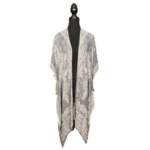 Boho Grey Paisley Kimono Lightweight Beach Cover Up Resort Wear